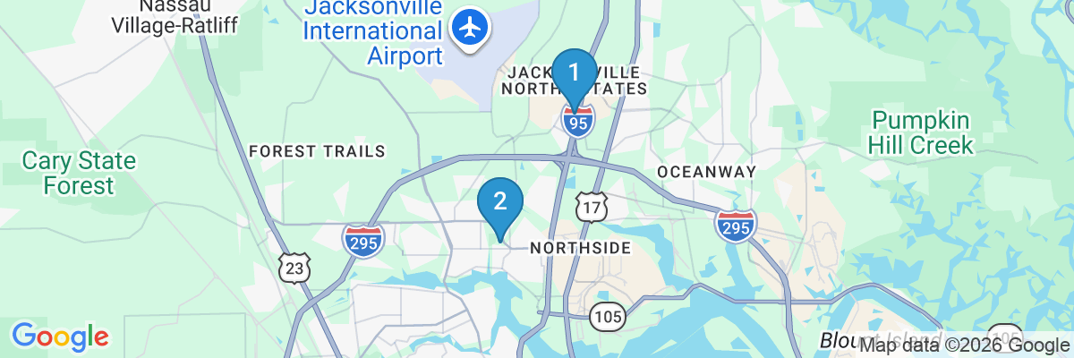 Map showing facility locations