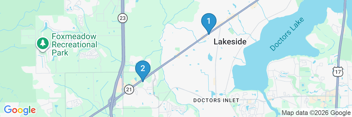 Map showing facility locations