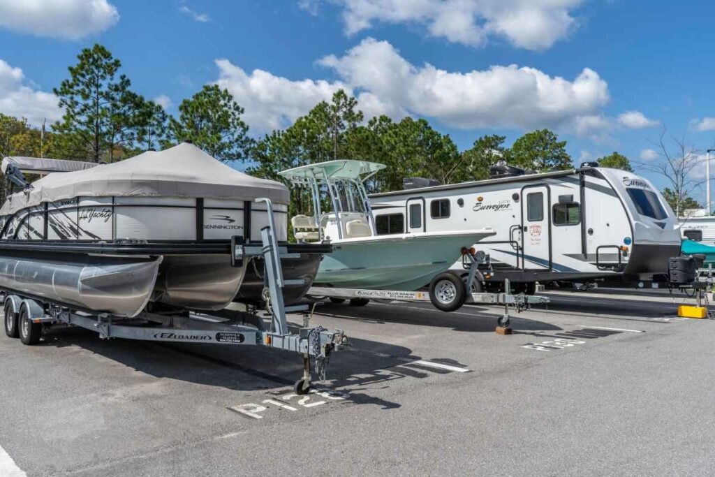 Boat's and RV's parked at Atlantic self storage