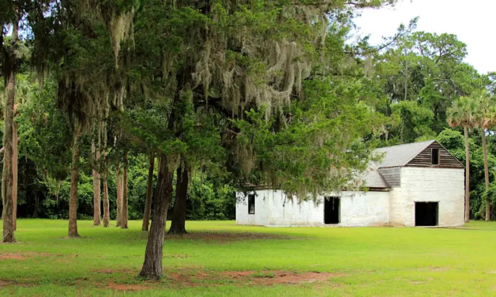 A riverside view of Fort Caroline National Monument at Timucuan Ecological and Historic Preserve in Jacksonville, FL.