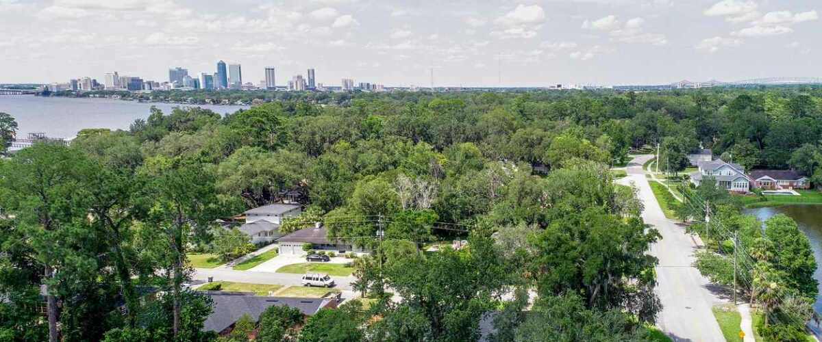 Aerial View of Jacksonville, Florida Neighborhoods and Skyline