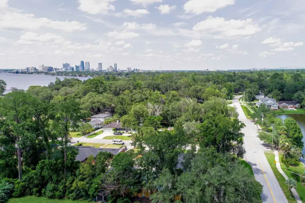 Aerial View of Jacksonville, Florida Neighborhoods and Skyline