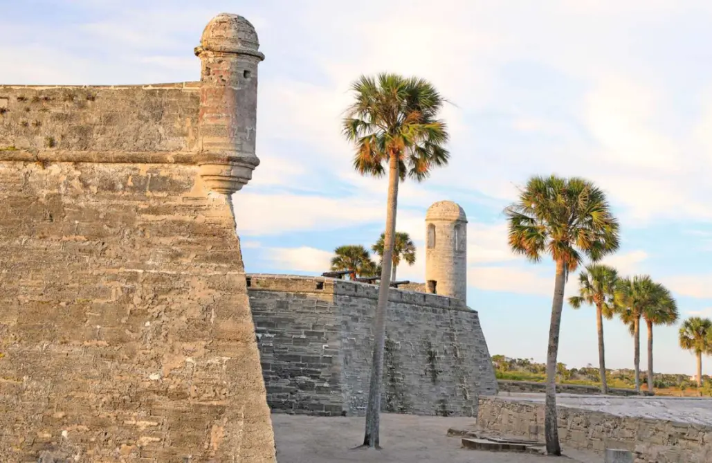 The Castillo de San Marcos at sunset in St. Augustine, FL.